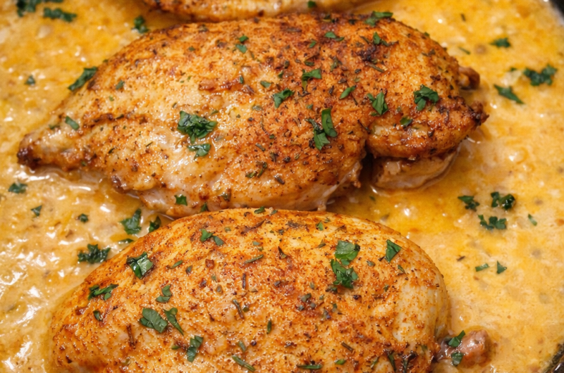 Creamy Garlic Chicken mit Parmesan aus der Pfanne