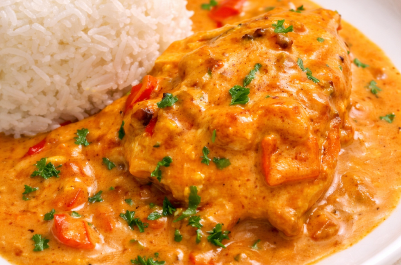 Lachsgratin aus dem Ofen mit cremiger Tomatensauce